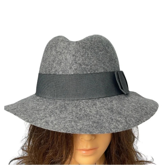 RAFFAELLO BETTINI Grey Felt Wool Fedora Hat Orgami Fold Ribbon & Band Italy S - Picture 7 of 7